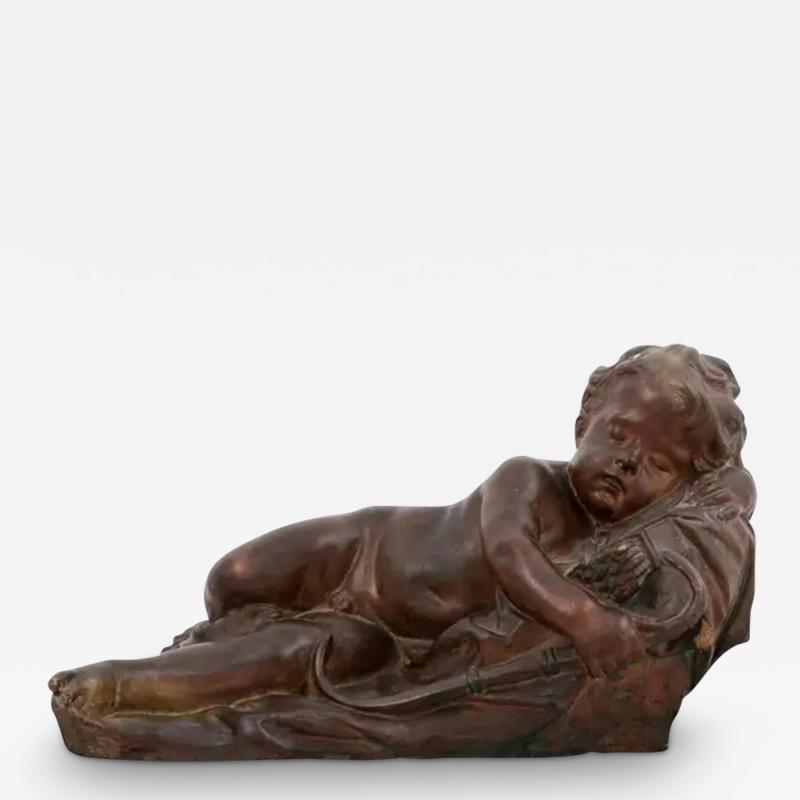  Giovacchino Fortini French 19th Century Terracotta Sleeping Cupid after Giovacchino Fortini