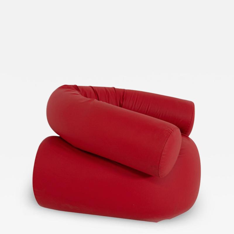  Giovanni Gismondi Contemporary Italian Armchair by Giovanni Grismondi Design Red Leather 2020