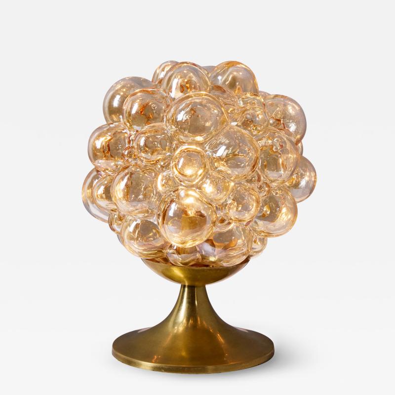  Glash tte Limburg 1960s Helena Tynell Amber Bubble Glass Brass Table Lamp for Limburg