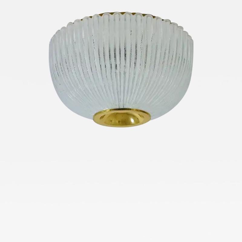  Glash tte Limburg Large Limburg Striped Glass Brass Flushmount Ceiling Light Germany 1970s