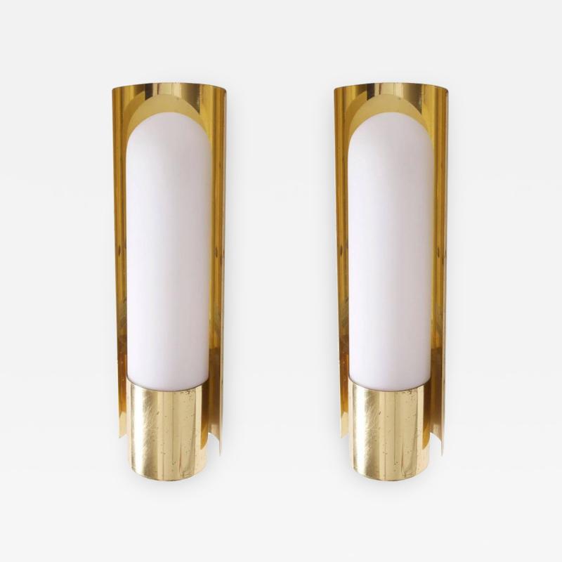  Glash tte Limburg One of Three Brass and Glass Wall Lights Lamps or Sconces by Glash tte Limburg