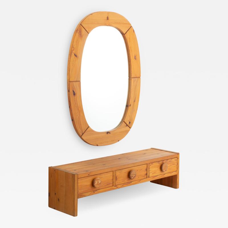  Glasm ster Oversized Swedish Hallway Bench and Mirror in Pine by Glasm ster Markaryd