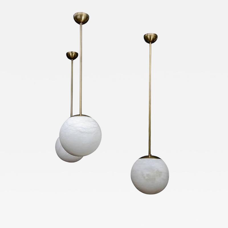  Glustin Luminaires Alabaster and Brass Globes Pendant