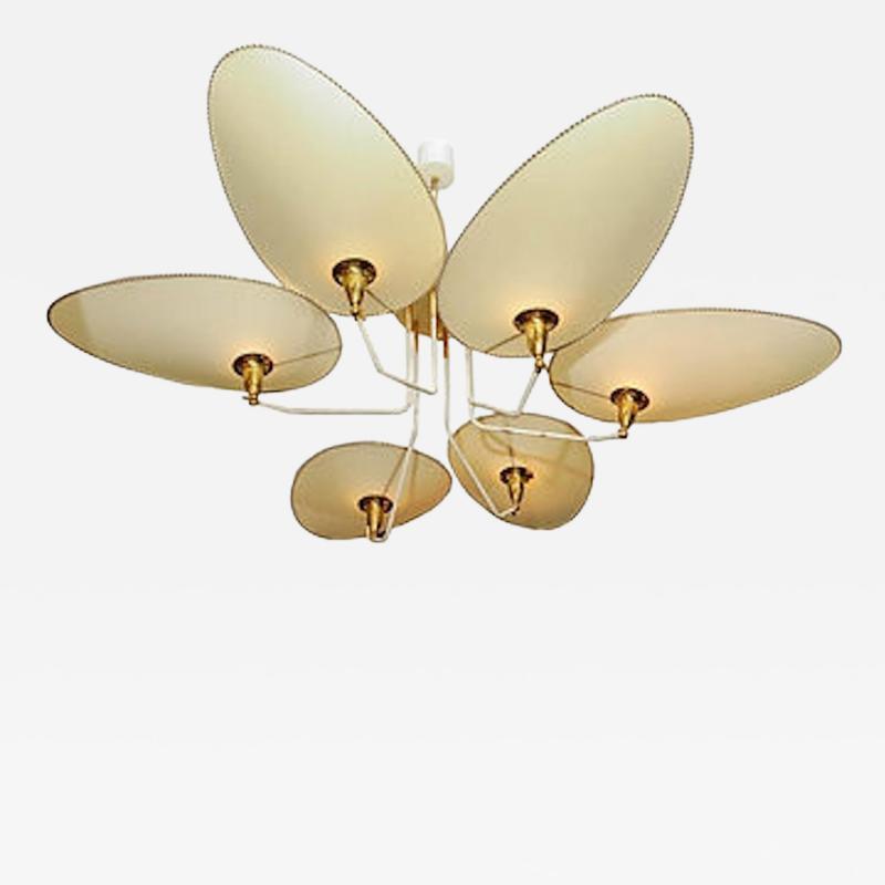  Glustin Luminaires Brass and Parchment Paper Chandelier by Diego Mardegan for Glustin Luminaires