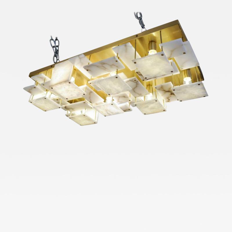  Glustin Luminaires Glustin Luminaires Creation Brass and Alabaster Tiles Ceiling Lamp