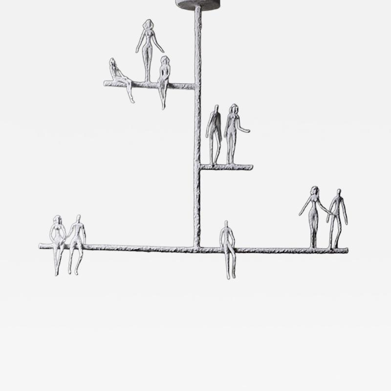  Glustin Luminaires Linear Plaster Chandelier with Characters by Glustin Luminaires