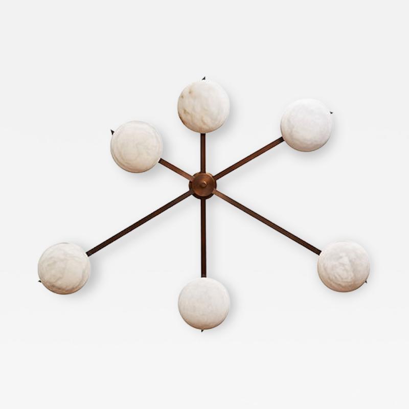  Glustin Luminaires Six Asymmetrical Arms Wall Sconce and Ceiling Lamp in Brass and Alabaster