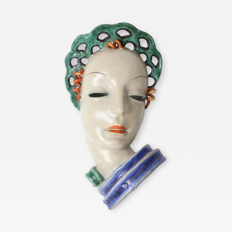  Gmundner Keramik Gmundner Keramik Art Deco mask of a Woman 1930 Austria