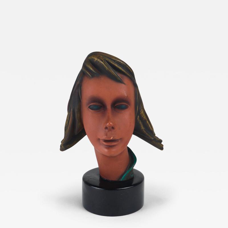  Goldscheider of Vienna Large Mid Century Female Bust Head Young Woman Terracotta Austria 1950s
