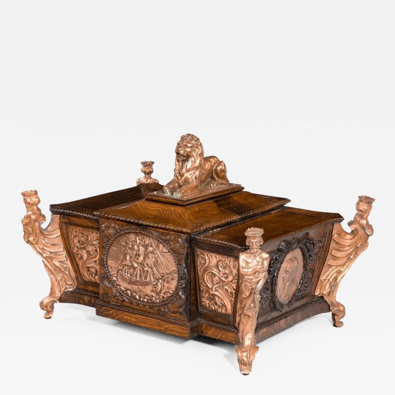  Goodall Lamb Heighway Ltd Manchester A large ornamental casket made from the oak and copper of HMS Foudroyant