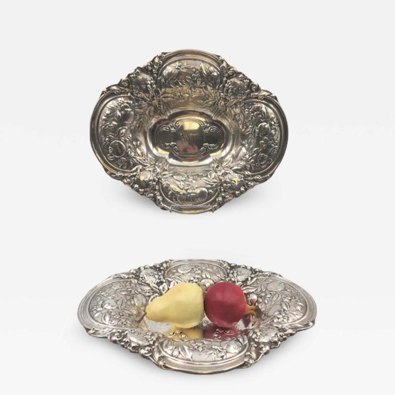  Gorham Gorham Sterling Silver Pair of 1917 Floral Repousse Centerpieces Bowls