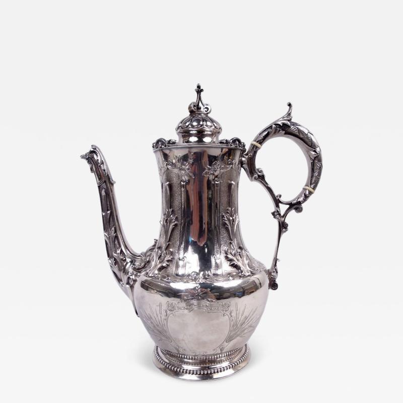  Gorham Manufacturing Co Antique Gorham Victorian Gothic Classical Coin Silver Coffeepot