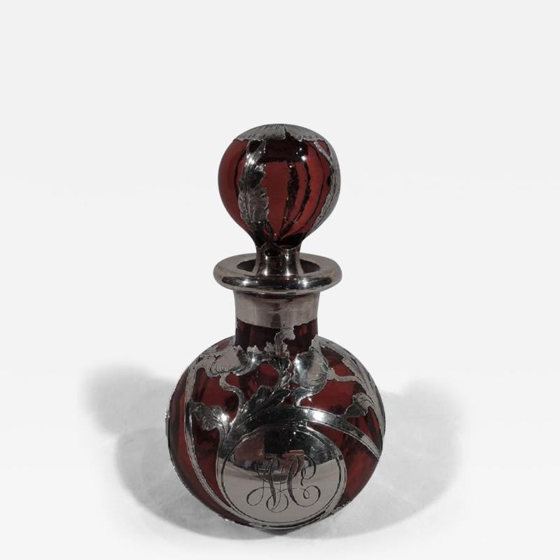  Gorham Manufacturing Co Beautiful Antique Gorham Classical Red Silver Overlay Perfume