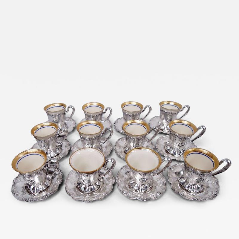  Gorham Manufacturing Co Gorham Martel Edwardian Art Nouveau Demitasse Holders Saucers 1920