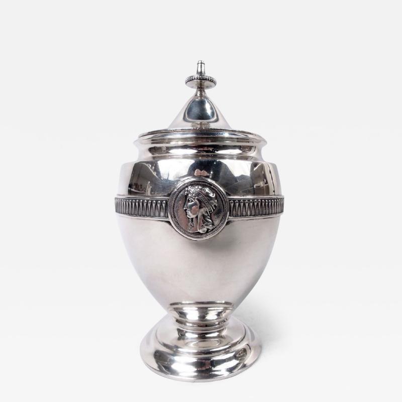  Gorham Manufacturing Co Gorham Sterling Silver Tea Caddy in Classical Medallion Pattern