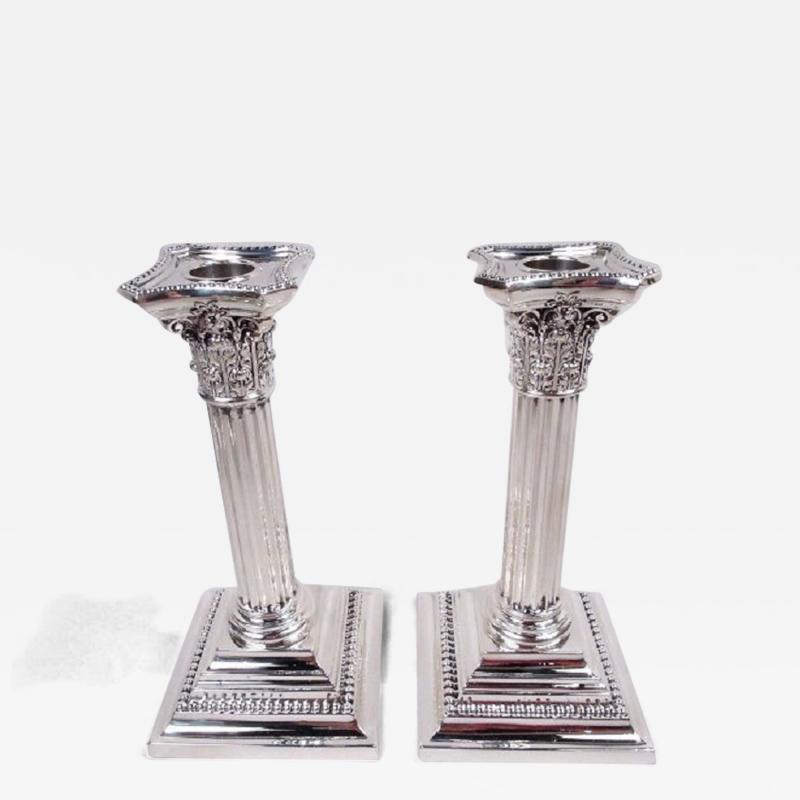  Gorham Manufacturing Co Pair of Antique Gorham Edwardian Classical Column Candlesticks