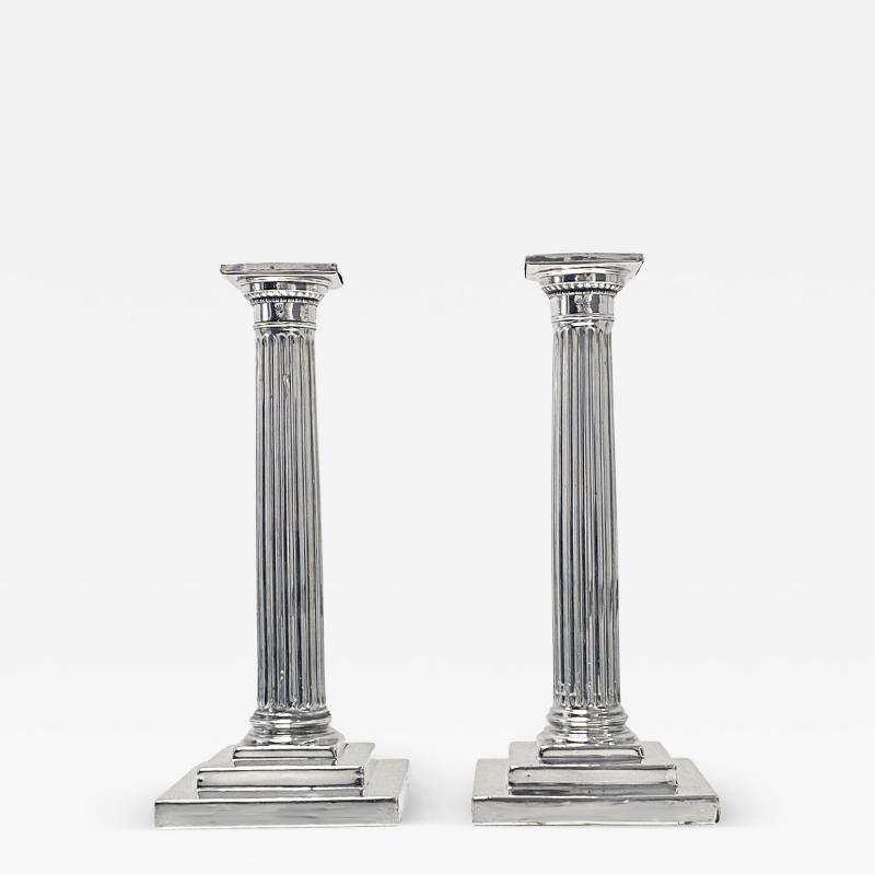  Gorham Manufacturing Co Pair of Antique Gorham Sterling Silver Column Candlesticks 1912
