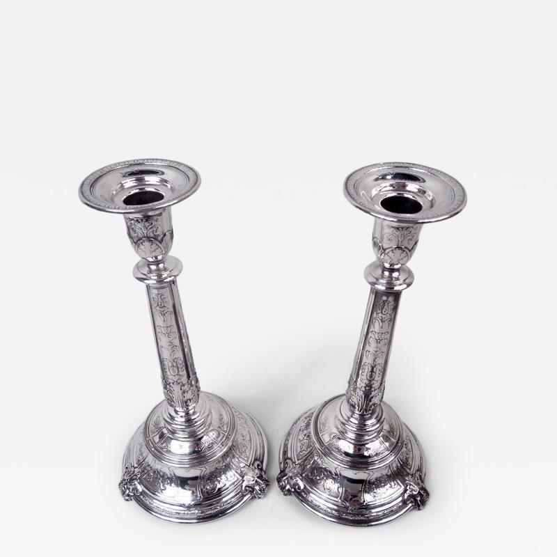  Gorham Manufacturing Co Pair of Gorham Florenz Sterling Silver Candlesticks 1924