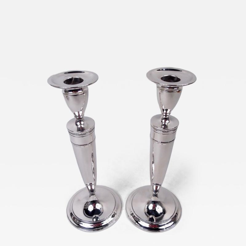  Gorham Manufacturing Co Pair of Gorham Modern Georgian Sterling Silver Candlesticks 1922