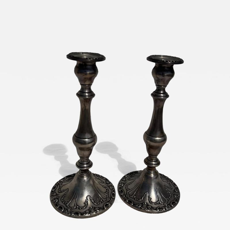  Gorham Manufacturing Co Pair of Gorham Sterling Silver Weighted Candleholders