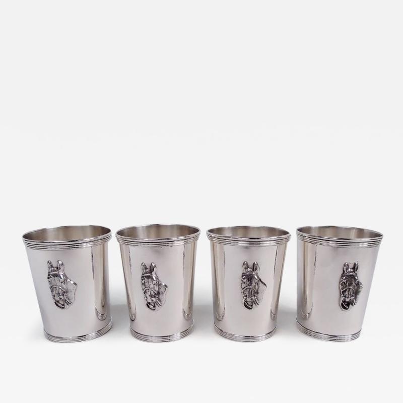  Gorham Manufacturing Co Set of 4 Gorham Newport Derby Day Sterling Silver Horse Mint Juleps