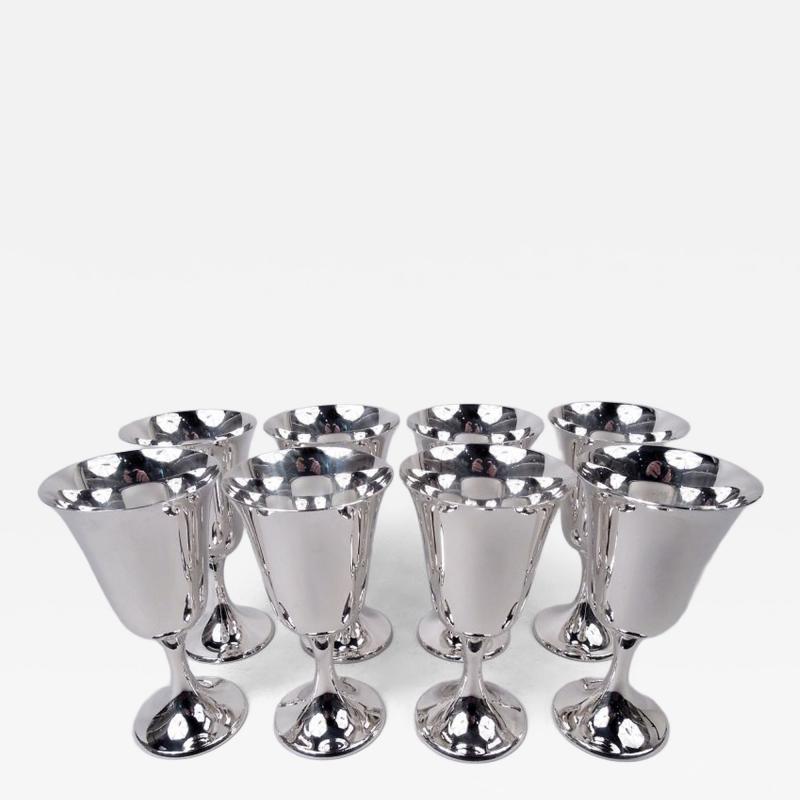  Gorham Manufacturing Co Set of 8 Gorham Sterling Silver Goblets in Desirable Puritan Pattern