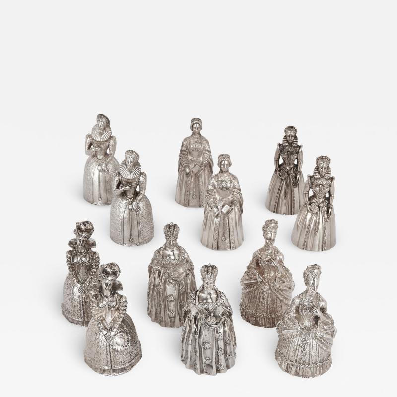  Gorham Manufacturing Co Set of twelve silver plated bronze Queen hand bells by Gorham