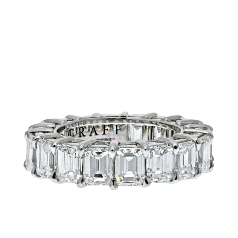  Graff GRAFF PLATINUM 8 CARAT EMERALD CUT DIAMOND ETERNITY BAND