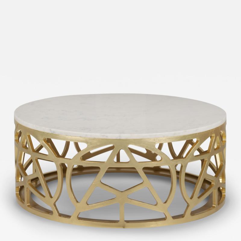  Greenapple Art Deco Pyrite Coffee Table Marble Gold Leaf Handmade Portugal by Greenapple