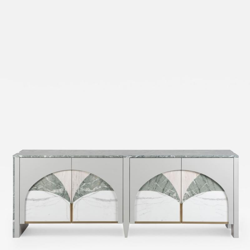  Greenapple Biloba Marble Bar Cabinet Verde Antigua Marble Handmade by Greenapple