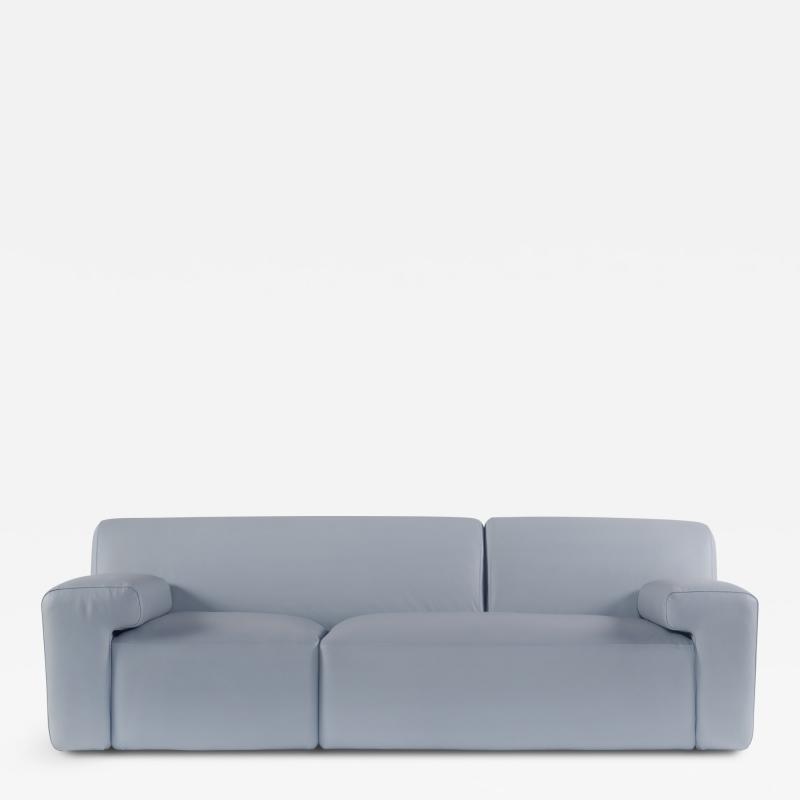  Greenapple Modern Almourol Sofa Light Blue Leather Handmade in Portugal by Greenapple