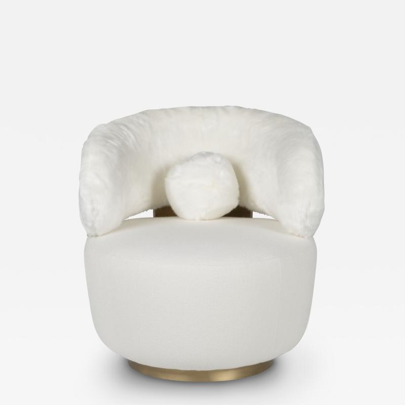  Greenapple Modern Caju Armchair Lounge Chair White Faux Fur Handmade Portugal Greenapple
