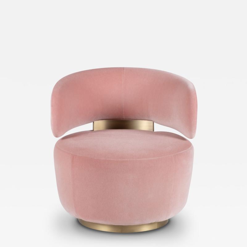  Greenapple Modern Caju Lounge Chair Armchair Pink Velvet Handmade Portugal Greenapple