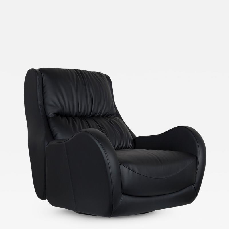 Greenapple Modern Capelinhos Lounge Chair Black Leather Handmade in Portugal by Greenapple