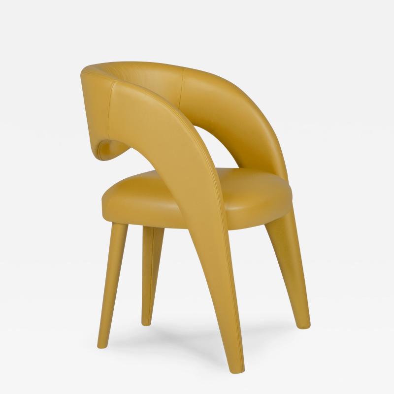  Greenapple Modern Laurence Dining Chairs Yellow Leather Handmade Portugal by Greenapple