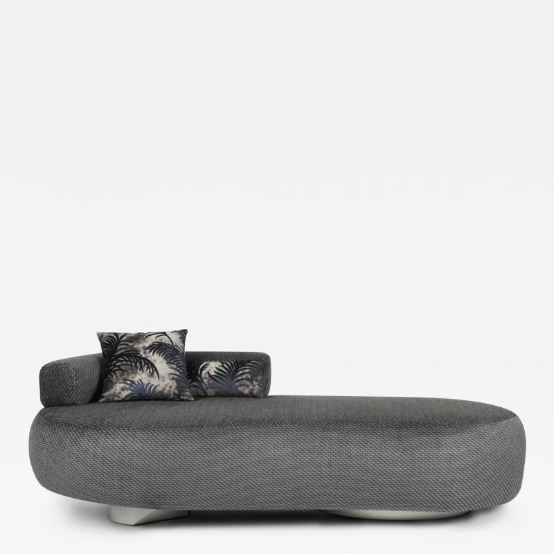  Greenapple Modern Twins Chaise Longue Grey Blue Fabric Handmade in Portugal by Greenapple