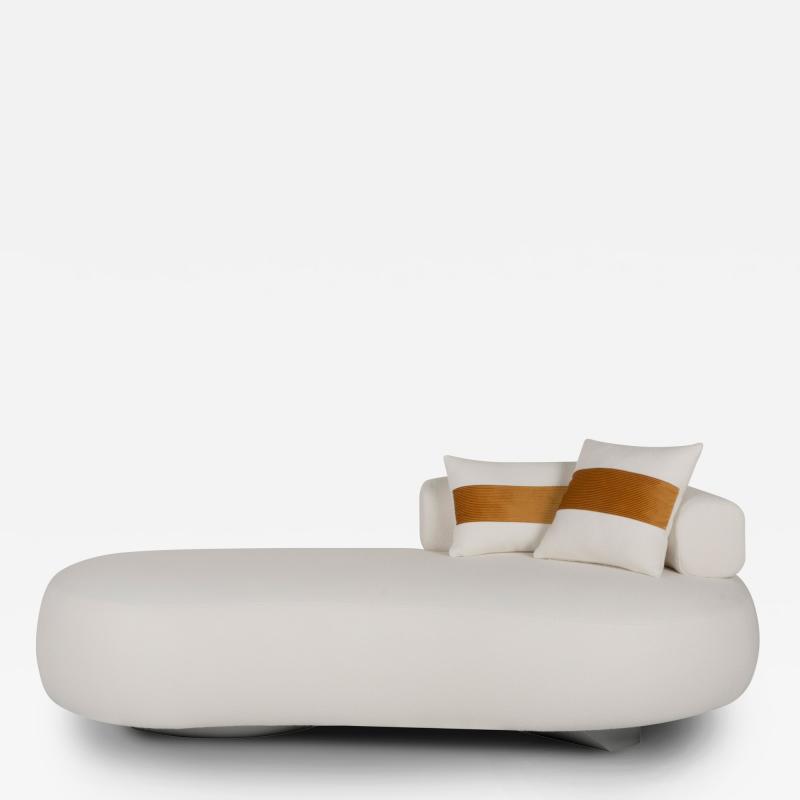  Greenapple Modern Twins Chaise Longue White Linen Blend Handmade by Greenapple