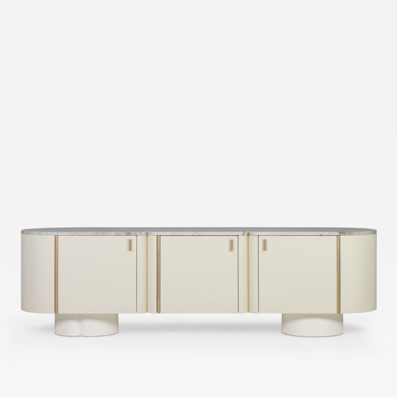  Greenapple Socalco Leather Sideboard Marble Top Handmade in Portugal by Greenapple