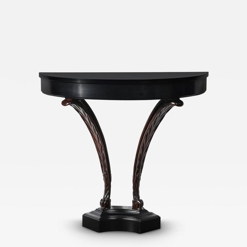  Grosfeld House Art Deco Ebonized Walnut Wall Console W Acanthus Supports by Grosfeld House