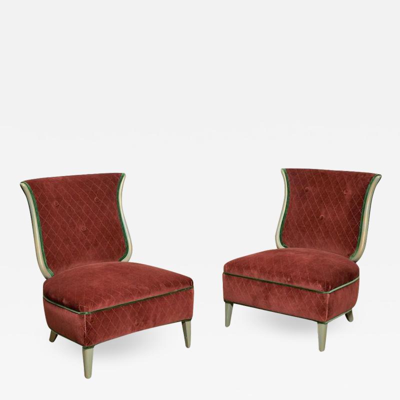  Grosfeld House Art Deco Grosfeld House Hollywood Regency Red Velvet Slipper Chairs