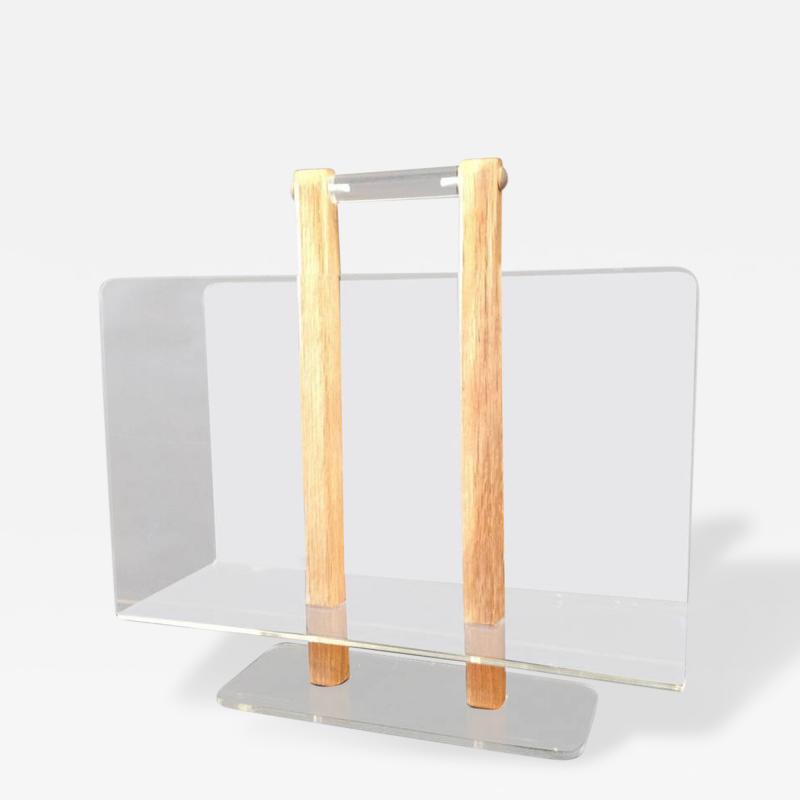  Grosfeld House Grosfeld House Lucite and Bleached Oak Magazine Stand