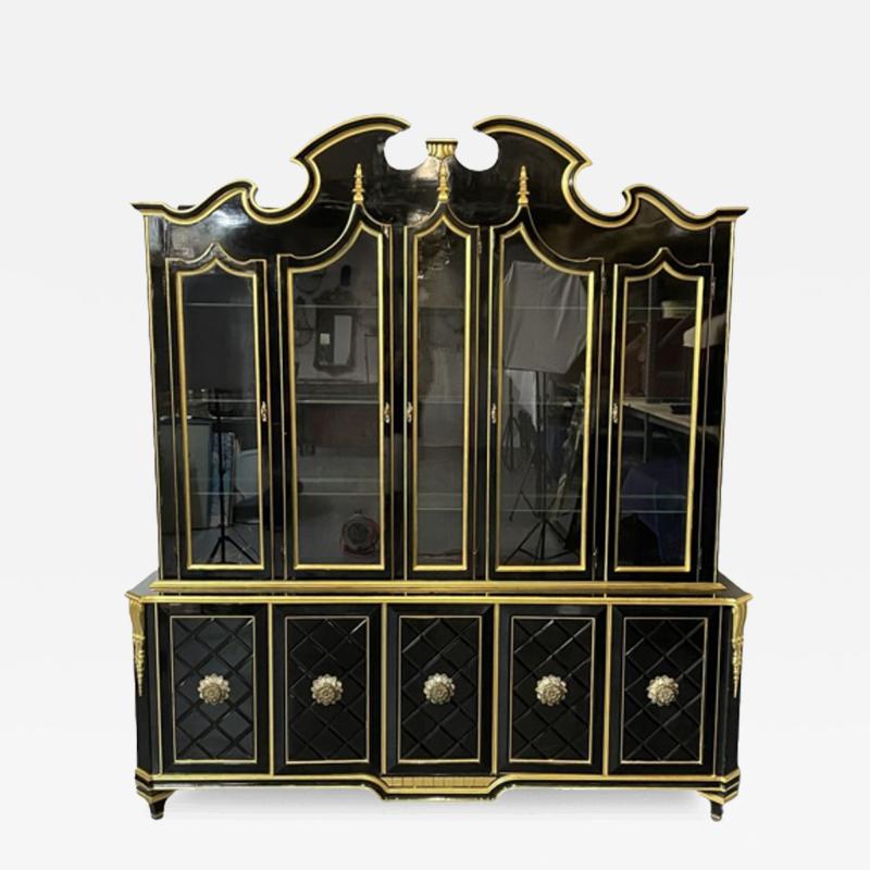  Grosfeld House Hollywood Regency Style Bookcase China Cabinet Ebonized Grosfeld House