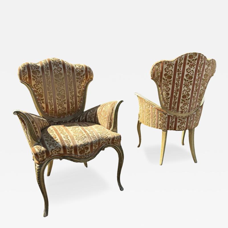  Grosfeld House Spectacular Pair of Grosfeld House Arm Lounge Chairs Hollywood Regency Modern
