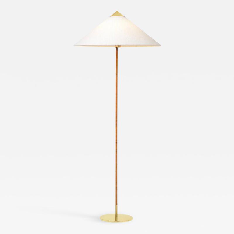  Gubi Paavo Tynell Model 9602 Brass and Rattan Floor Lamp