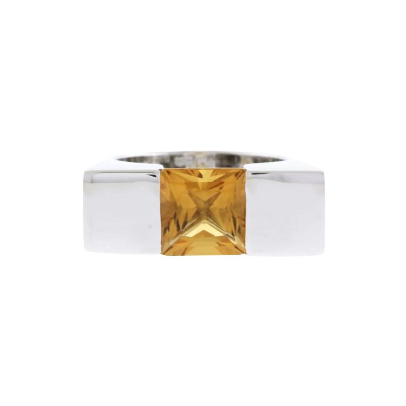  Gucci 18kt White Gold Gucci Citrine Ring