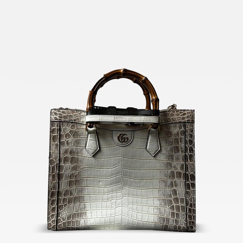  Gucci GUCCI Diana Bamboo HIMALAYAN crocodile HANDBAG