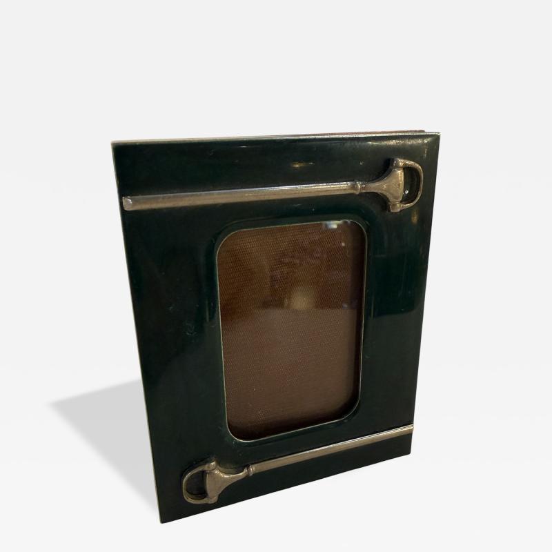  Gucci Gucci Green Enamel and Silver Plated Picture Frame Italy 1970s