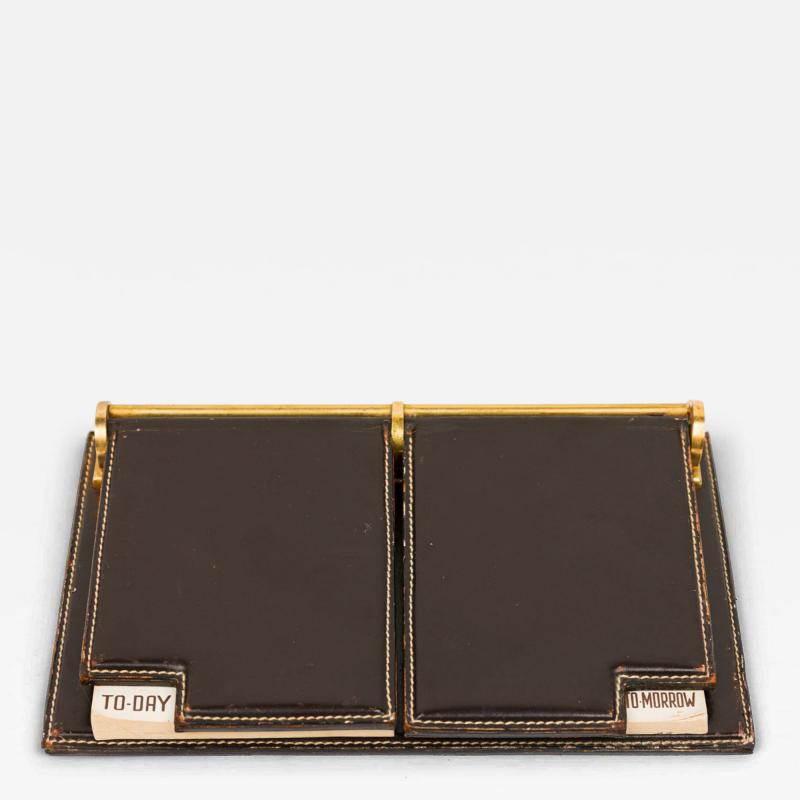  Gucci Gucci Mid Century Modern Dark Brown Leather and Brass Desk Planner