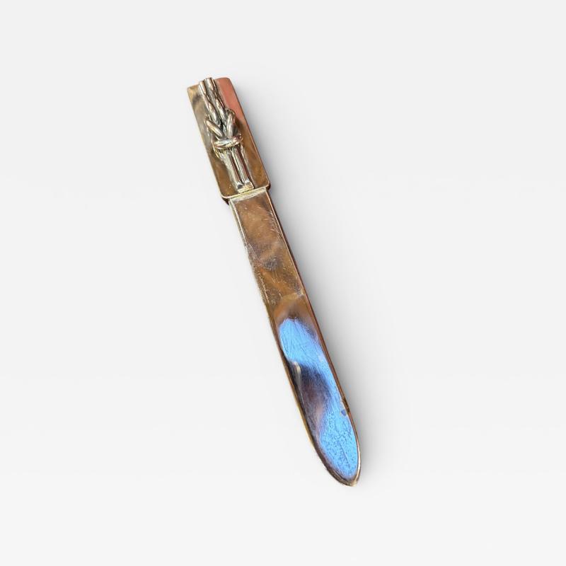  Gucci Gucci Silver Plated Letter Opener with Knot Motif Italy 1970s