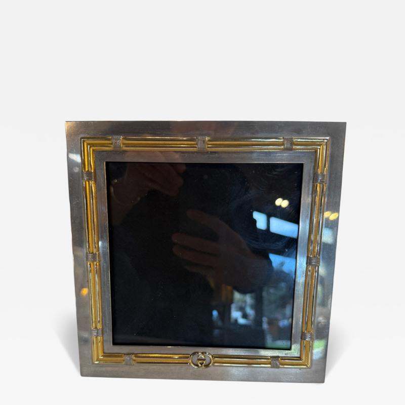  Gucci Vintage Gucci Silver and Gilt Metal Picture Frame with Interlocking GG